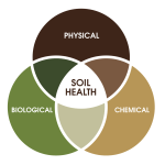 venn diagram showing intersection of biological physical and chemical soil health characteristics