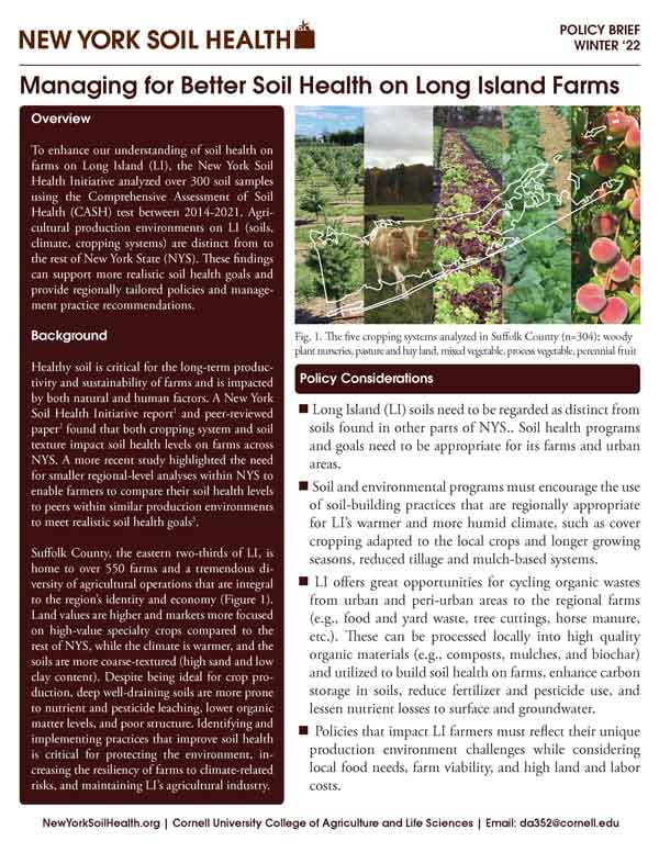 screenshot of page one of Managing for better soil health on Long Island Farms